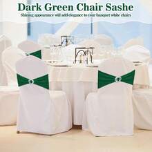 10pcs Spandex Chair Back Decorative Tie Straps, Elastic Chair Bands With Bows And Crown-Shaped Buckle Sliders, For Graduation Season Prom Wedding Party Banquet Decoration - Dark Green - View 5