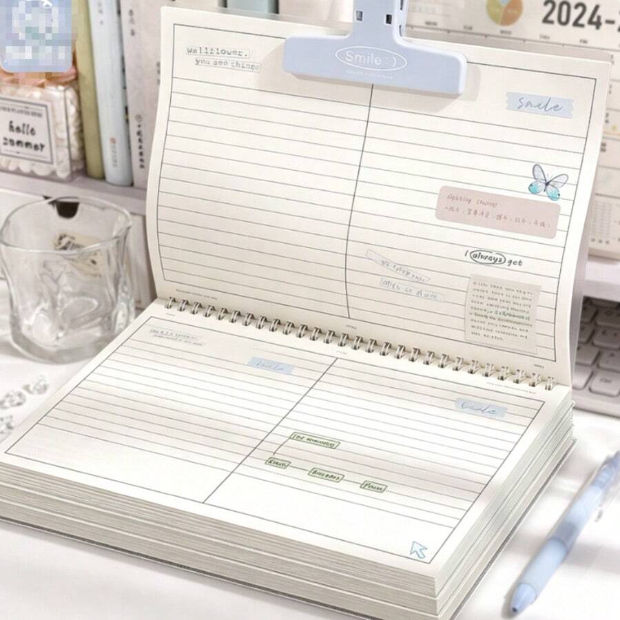 1 buah Notebook Spiral dengan Sekat Balik, Halaman Dalam Terbagi, Spiral Tidak Mengiritasi, Dapat Dilipat 360°, Sampul PP Tahan Air dan Tahan Lama. Cocok untuk Siswa yang Mencatat di Kelas, Mengatur Kosakata dan Poin Ujian, Pekerja Kantoran yang Merencanakan Pekerjaan, Mengambil Materi, Tata Letak Terbagi Memudahkan Klasifikasi dan Pengorganisasian Konten. - Satu ukuran cocok untuk semua. - View 1