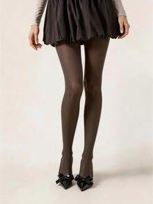 1 Pair Nude Invisible Double Layer Faux Skin Tights, One Size & Plus Size, Non-Fleece Spring/Autumn Style, Versatile For Daily & Outdoor Wear - Multicolor - View 3