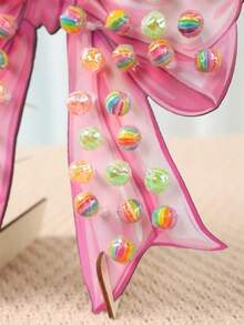 1pc Pink Bow Lollipop Display Stand - Wooden Dessert Rack, Suitable For Baby Shower, Gender Reveal And Birthday Party Decoration, Baby Shower Decoration, Home Kitchen Table Centerpiece, Lollipop Display Stand, Wedding Party Supplies - Multicolor - View 5