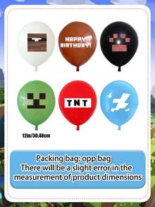 Minecraft Latex Balloons - Game Party Balloon Decorations - Boy Game Birthday Decorations - Pixel World Kids Birthday Party Decoration Balloons - Multiple Styles - View 3
