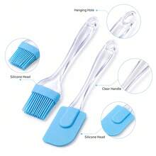 2pcs-6pcs Random Color Silicone Spatula And Basting Brush Set, Clear Handle Kitchen Utensil Tools For Baking, Cooking, Mixing, Scraping, Sauce Brushing, BBQ And Home Kitchen Use - Random Color - View 3