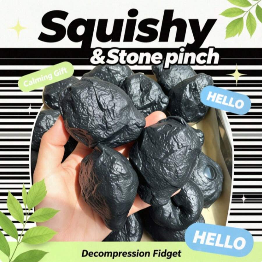 1PC - Handmade Stone-Shaped Squishy Ball, Crispy Slow Rise Squishy, Office Stress Relief Toy, Holiday Gift For Girls