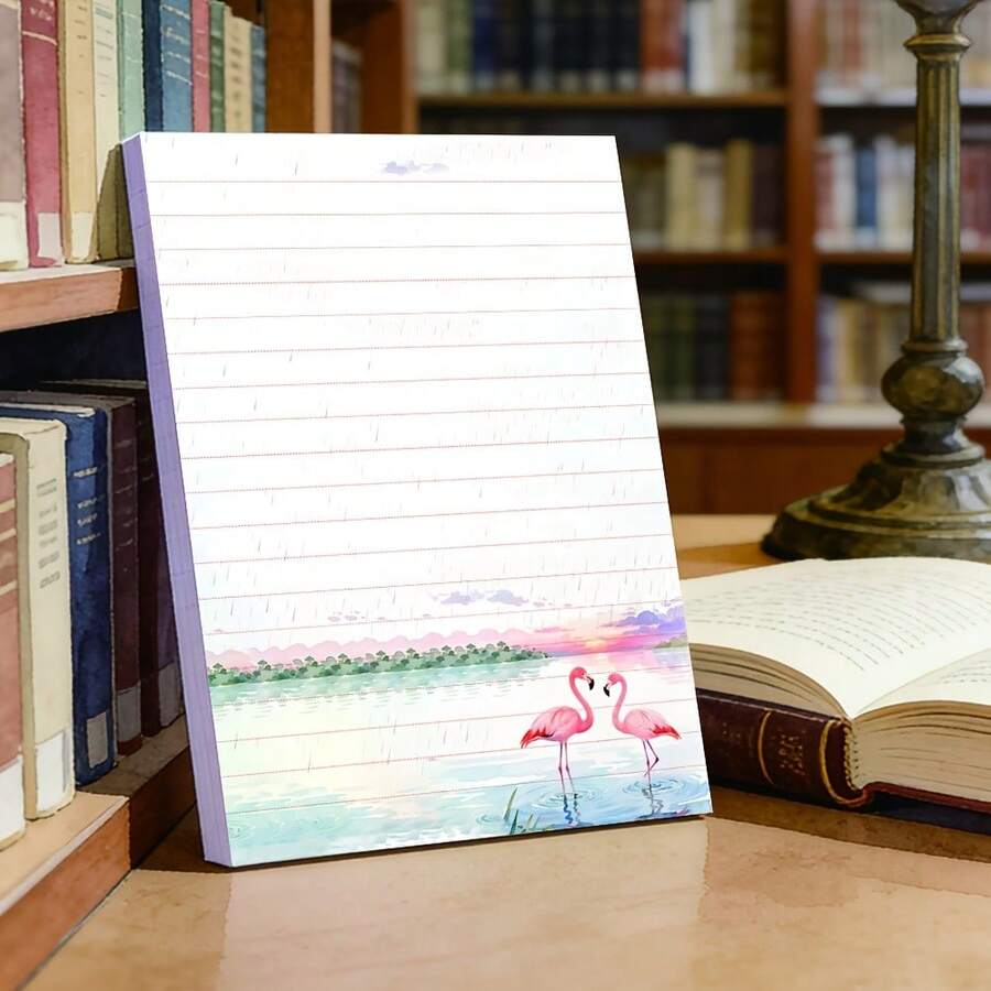 1pc(50Sheets) Flamingo In Rain Pocket Memo, Flamingo Notepad, Lined Writing Notebook, Small Size Notebook, Portable Notebook, Highly Attractive Notebook, Planner Inner Pages, Student Notebook, Office Notepad, Lined Memo Paper, Thickened Writing Notebook, Planner Material Notebook, Daily Notebook, Atmospheric Stationery - one-size - View 1