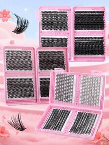 DIY Set Of 640 Individual Eyelash Clusters – High-Capacity, Extra-Long Style With Mixed Lash Types. Features 8 Density Options: 10D, 20D, 30D, 40D, 50D, 60D, 80D, And 100D. Suitable For Home Use, Music Festivals, And Everyday Wear. Comes In A Portabl - D - View 10
