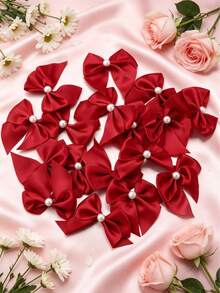 50PCS/20PCS Half-Round Patch Beads Handmade Ribbon Bows, DIY Jewelry Hair Accessories, Clothing Doll Decoration DIY Apparel Headwear Decoration Accessories - Half-circle Pearl Bow - View 25