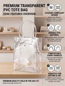 1/5/10/20/30/40/50pcs Transparent PVC Reusable Waterproof Tote Bags, Suitable For Parties, Holidays, Shopping, And Small Business Packaging - Gift Bag - View 7