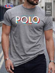 Original HPC POLO T-Shirt With Round Neck And Short Sleeves – Themed Graphic Design "HPC: Retro Typography Houston" – 100% Cotton - 深灰色 - 查看 1