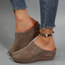 Hollow Out Wedge Sandals, Comfortable To Wear, Suitable For Long Hours Of Work And Shopping - Khaki - View 3