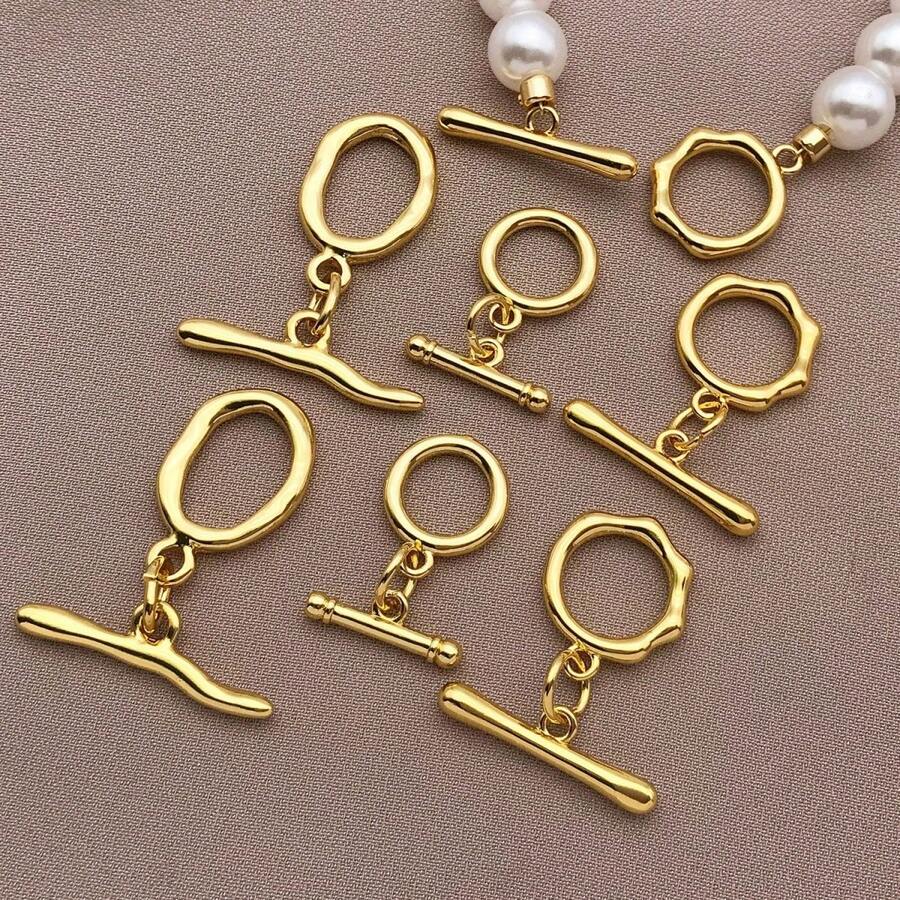 5 buah Jepitan Perhiasan Berbentuk T dari Tembaga, Jepitan Bulat OT, Konektor Perhiasan, Cocok untuk Pembuatan Perhiasan DIY Buatan Tangan, Dapat Digunakan untuk Gelang, Kalung, Rantai Tas, Gantungan Kunci, Cincin Kunci dan Aksesoris Lainnya, Serbaguna dan Praktis - Emas - View 1