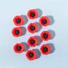 5/10/15pcs Red Poppy Flower Fridge Magnets, Cute And Interesting Kitchen Decor, Room And Office Decor, Home Decor, ABS Material, Perfect Gift For Holidays, Refrigerator Magnets - Red - View 5
