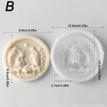 1個聖家蠟燭矽膠模具，耶穌瑪利亞約瑟夫人像，3D造型，可用於蠟燭/肥皂/石膏裝飾，多功能模具。適合聖誕節/復活節/居家祈禱 - A-白色 - 查看 7