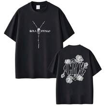 Lola Indigo GRX Tour 2026 Double-Sided Printed T-Shirt For Men Women Fashion Round Neck T-Shirts Casual Oversized Cotton Tee - 黑色 - 查看 1