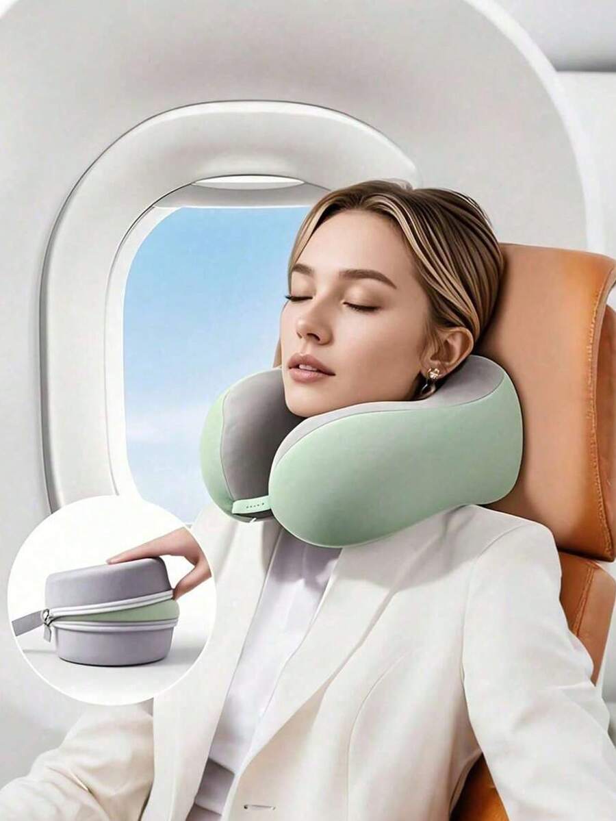 Memory Foam U-Shaped Travel Neck Pillow For Sleeping On Planes, Portable Cervical Support Pillow, Travel Pillow Neck Pillow Airplane Pillow Travel Car - 彩色 - 查看 1