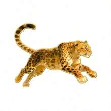 Vintage Money Leopard Brooch Enamel Craft Cheetah Badge Alloy Pin Versatile Accessory For Suit And Denim Jacket - Apricot - View 5