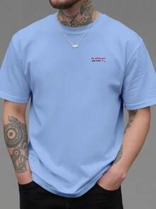 Única y fuera de lo común, la nueva camiseta de cuello redondo para hombre con estampado a doble cara una prenda holgada, casual, deportiva, moderna y a la moda para estudiantes y adolesc - Negro - Ver 10