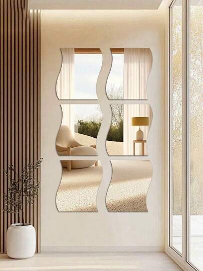 4 miếng/6 miếng/12 miếng/24 miếng Miếng dán gương acrylic gợn sóng, trang trí tường 3D tự dính, gương tường chống nước cho phòng tắm phòng khách, phù hợp cho phòng tắm, phòng tắm, lối vào/cửa ra vào, phòng khách/tường nền và các không gian linh hoạt khác