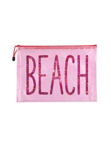 大容量防水收納袋，印有「BEACH」圖案，游泳袋，海灘主題，大容量透明化妝袋，輕便，春/夏收納，非常適合游泳、海灘、潛水和夏季假期，返校季，輕便防曬收納袋，適合朋友、家人、女朋友和同學。完美的生日、節日、派對、婚禮（伴娘）、母親節、教師節禮物，返校季 - 彩色 - 查看 16