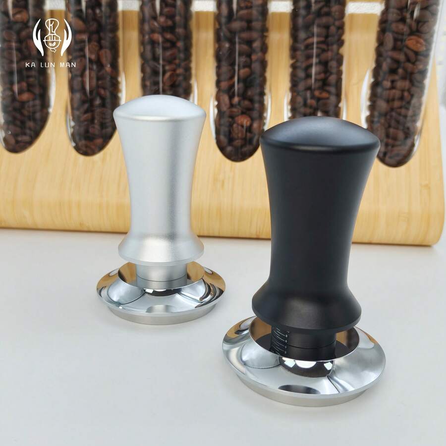 1Pc Espresso Tamper, 304 Stainless Steel Base, With Spring-Loaded Mechanism, Adjustable Pressure, Available In 51.5/53.5/58mm Sizes