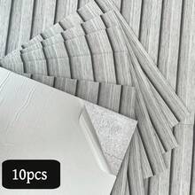 10片 30cmx30cm 自黏式格柵壁紙，木紋格柵風格自黏式牆貼，2D凹槽牆貼，撕貼式PVC無痕自黏壁紙，條紋設計，非常適合居家牆面與家具裝飾 - A - 查看 20