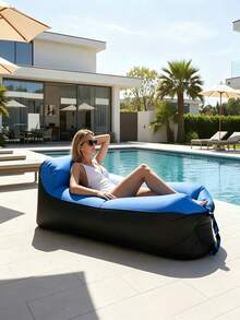 One Inflatable Sofa (Including Storage Bag), A Nap Folding Bed, Camping Lounge Chair, Wear-Resistant And Scratch-Resistant, Easy To Carry, Suitable For Pool Accessories, Camping Equipment, Garden Leisure, Inflatable Pool Supplies. - Multicolor - View 2