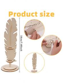 1/2 pièces Porte-stylo vertical en bois en forme de plume, décoration de bureau de style rustique en bois, convient pour la rentrée scolaire, décoration de bureau, cadeau de rentrée scolaire, bureau de chambre, salle d'étude, bureau, cadeau de remise des diplômes, cadeau de vacances - multicolore - Voir 3