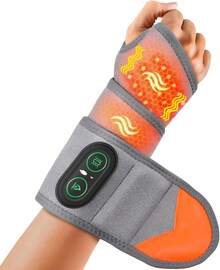 Almohadilla de calefacción de muñeca inalámbrica, Soporte recargable de muñeca caliente para el túnel carpal, Envoltura de masajero de muñeca caliente para la artritis, Gris - 1 - Ver 9