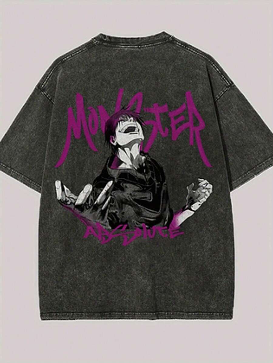 Camiseta unisex manga corta con estampado, cuello redondo, 100% algodón puro, tela suave y transpirable, estilo casual ideal para primavera y verano, ropa de uso diario cómoda - Negro - Ver 1