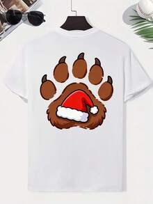 Feliz Navidad, Camiseta Deportiva Casual de Verano para Hombre, Talla, Estampada por Ambos Lados, Última Moda, Estampado Holgado, Top Básico Versátil, Cuello Redondo, Transpirable y C - Blanco - Ver 3