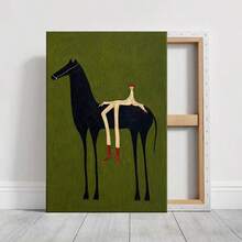 1Pc Framed Canvas Painting, Abstract Black Horse And Rider, Thickness 2.25cm/1inch High Quality Wall Art Print Poster Direct Hanging Home Decor Gifts, Living Room, Bathroom, Bedroom, Kitchen, Bar, Office, Room Decor - 多色 - 查看 2