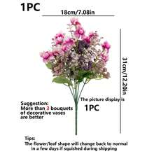 1pc Artificial Camellia Flower Bouquet, Wedding Decor, DIY Material, Bridal Hand Bouquet, Wedding Car Decoration, Arch Decoration, Home, Restaurant, Bedroom, Vase Decoration, Party Decor, New Year Gift, Valentine's Day Gift, Graduation Gift - Purple - View 3