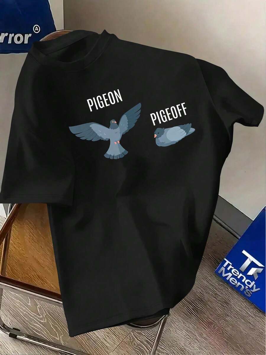 Men's Standard Short-Sleeved T-Shirt With Round Neck And Minimalist Print, Double-Sided Print, Men's Summer Clothing. - 7 - 查看 1