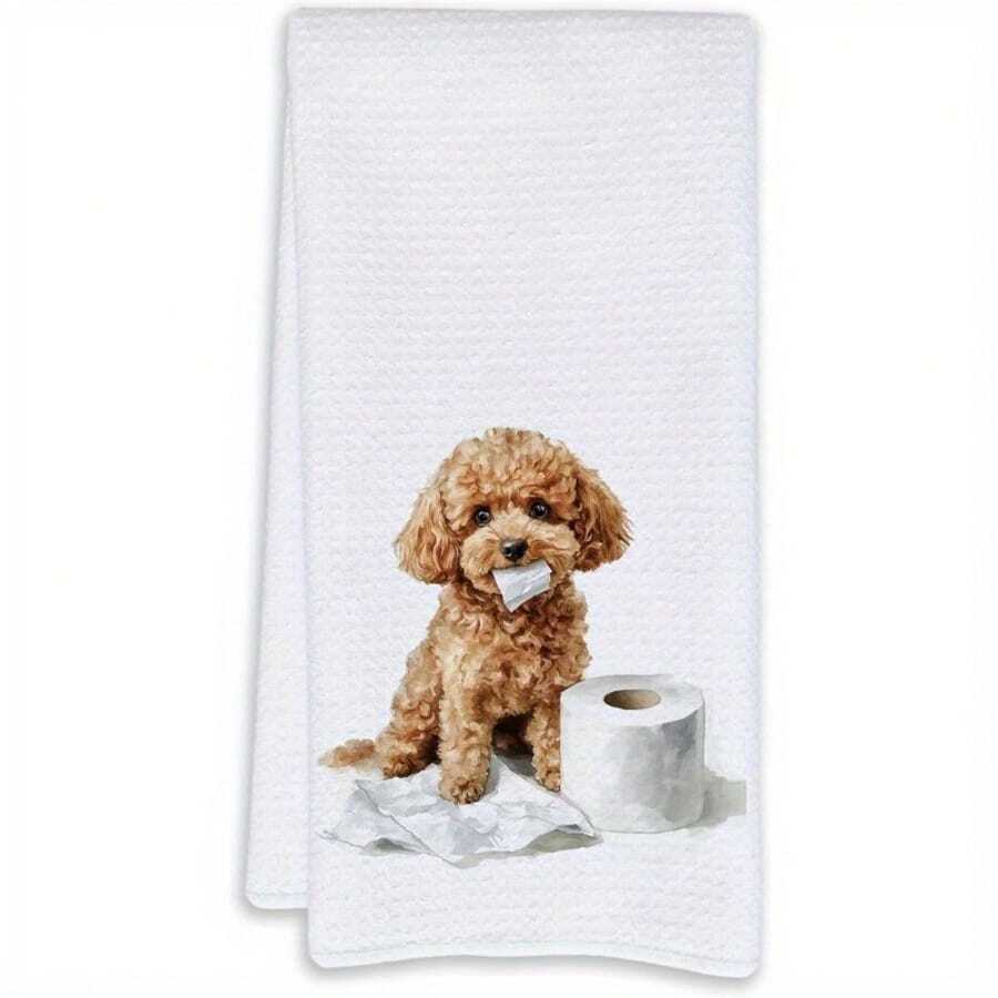 1pc Cute Teddy Print Kitchen Towel, Soft And Absorbent, Baking Home Dish Cloth Decoration Holiday Gift, Kitchen Essential, Kitchen Accessory.