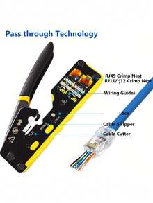 RJ45 壓接工具，適用於 Cat6 Cat5 Cat5e 網路連接器，剪線器、剝線器和乙太網路壓接工具、剝線器 - 查看 9