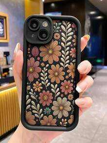 Fashion Floral Pattern Anti-Drop Phone Case Compatible With 11/12/13/14/15Pro Max - Negro - Ver 3