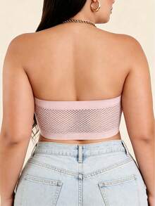 EssElegance,Plus Size,Bandeau,Bra,Seamless,Invisible,Front Closure,Wireless,Beautiful Back,Adjustable - Pink - View 3