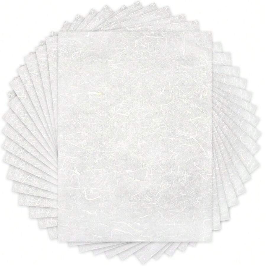 20 Sheets Of Natural Mulberry Paper, Visible Plant Fiber Rice Paper, Paper-Cut Thin Paper, Used For Writing, Painting, DIY Crafts (11.4x7.5 Inches) - 20 Photos - View 1