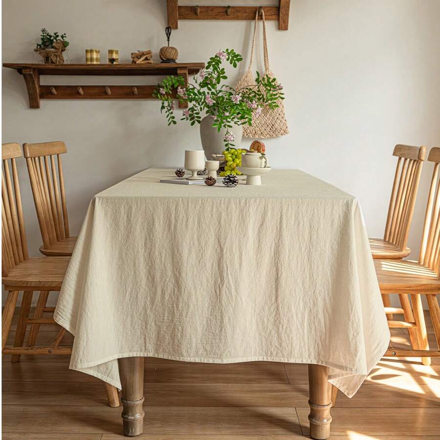 1pc Modern Minimalist Tablecloth, Linen Texture, Fresh Style For Coffee Table, Dining Table, Nordic/Japanese Inspired - Beige - View 1