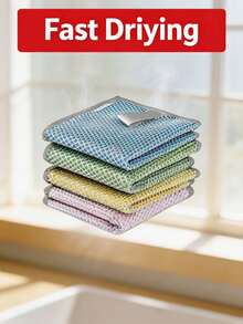 Nouveau chiffon à vaisselle double couche en coque de noix de coco, anti-adhésif, sans peluches, éponge à récurer pour la maison, essentiel de cuisine - Multicolore - Voir 7