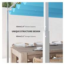 10x10 Retractable Pergola Canopy Blue, UPF30+ Outdoor Pergola With Magnetic Fixture, Backyard Patio Deck Pergola W/ Metal - Multicolor - View 4