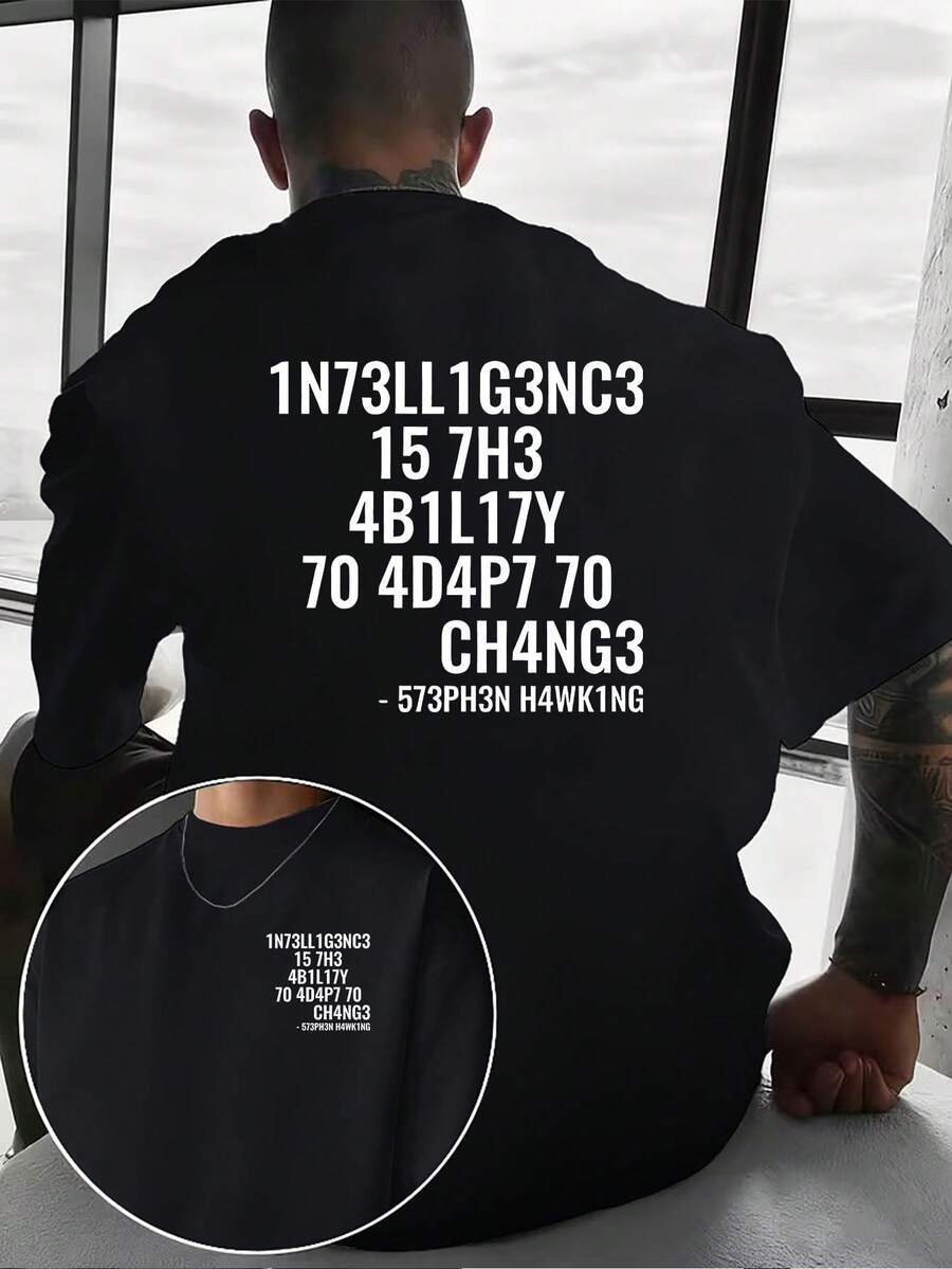 Una camiseta casual para hombre con un diseño creativo y un estampado de código de Turing. un diseño tecnológico para estudiantes de ciencias, con estampados en la parte delantera y trase - Negro - Ver 1