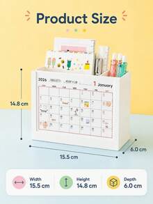 Multifunctional Calendar Label Storage Box With 2026 Planner Window, Suitable For Goal Setting And Time Planning, Durable Minimalist Style, Party Gift, Suitable For Professionals And Students To Keep Desk Organized, Compact Vertical Calendar Label Storage - Multicolor - View 2