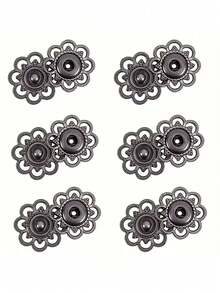 2/12pcs Vintage Gold Hollow Flower Metal Snap Buttons, Durable Smooth Edge Easy To Sew Press Studs, Suitable For Jackets, Coats, Shirts, Sweaters DIY Clothing, Gift For Tailors And Craft Enthusiasts - Multicolor - View 9