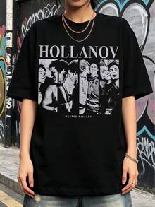 Hollanov Heated Rivalry Hockey Romance Retro Fan Artwork. Soft Fabric T-Shirt For Everyday Wear. - 黑色 - 查看 1