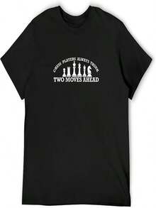 Camiseta negra de mujer con estampado de torre y alfil, donde el jugador de ajedrez siempre va dos movimientos por delante. - Negro - Ver 1