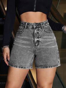 ICON Women's Denim Shorts With Pockets - Burgundy - View 1