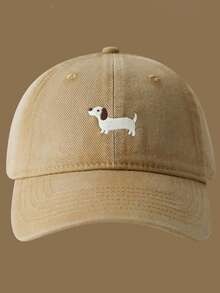 1pc Casual Embroidered Dog Decorative Baseball Cap, Adjustable Strap, Suitable For All Four Seasons, Unisex - Multicolor - View 3