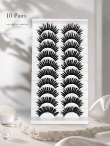 10 Pairs Soft Cat Eye False Eyelashes, Fluffy And Full Appearance, High Resilience And Reusable Material, Suitable For Daily Makeup, Parties, Weddings And Holiday Looks - View 3