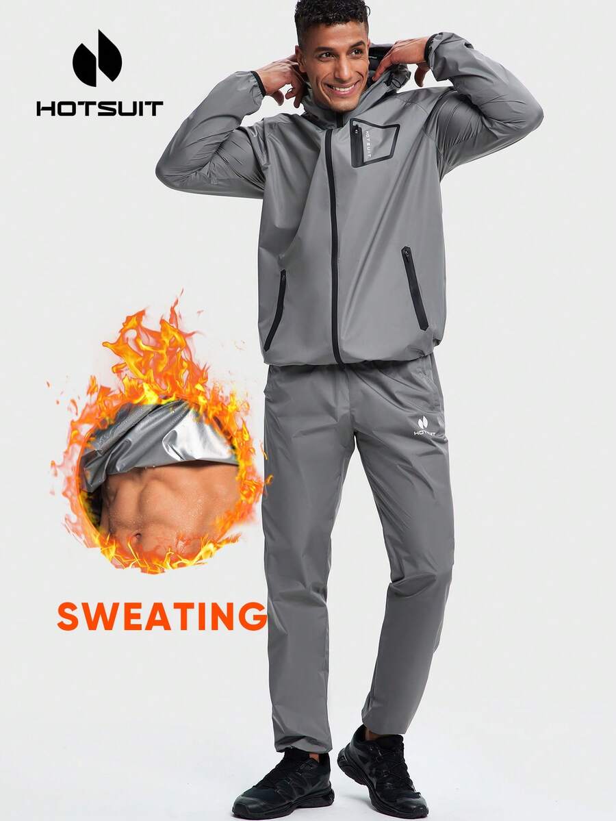 HOTSUIT Men's Tear-Resistant Boxing Sweat Suit, Sports Fitness Jacket, Weight Loss Sauna Set, Top + Pants