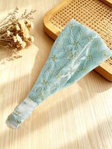 法式鏤空刺繡蕾絲髮帶，寬版設計可遮蓋亂髮，高彈性百搭通勤時尚髮圈，波西米亞花卉印花聚酯纖維 (Polyester) 髮帶，四季適用度假髮飾 - 彩色 - 查看 14